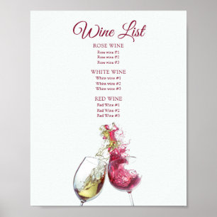 Poster Menu de Casamento de Dança de Vinho Vermelho e Br