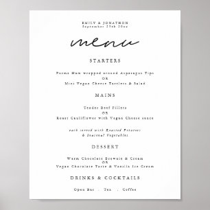 Poster Menu de Casamento de qualquer Script de Cor da Tip