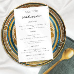 Poster Menu de Casamento de qualquer Script de Cor da Tip<br><div class="desc">Tipografia Moderna Qualquer Menu De Casamento De Script De Cor. Estilo contemporâneo com um script de estilo manuscrito de conjunto informal para o Menu do cabeçalho. Personalize facilmente o resto do texto para seus próprios detalhes, o que inclui alternativos para suas opções vegetarianas ou vegetarianas. Mostrado em preto e branco,...</div>