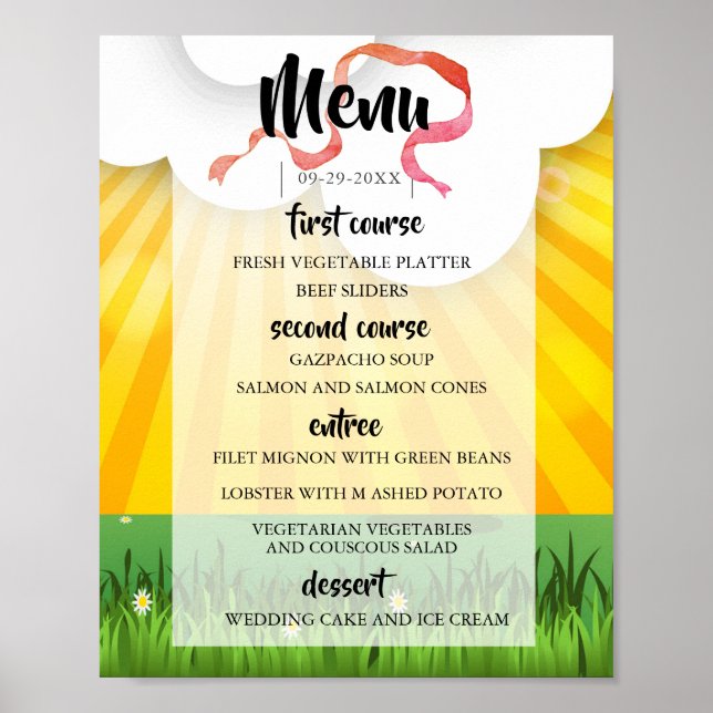 Poster Menu de Casamento do Festival Russo Moderno (Frente)