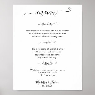 Poster Menu de Casamento do Script 3 Elegante