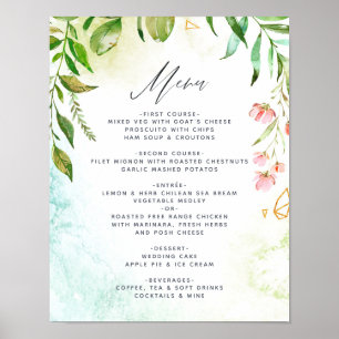 Poster Menu de Casamento Geométrico Crystal Greenery