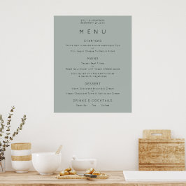 Poster Menu de Casamento Verde Simples Silvery Sage