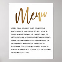 Menu de Evento Simples de Manuscrito Dourado mínim