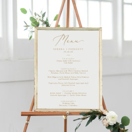 Poster Menu de Janto de Casamento de Caligrafia Dourada D