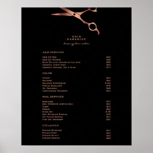 Poster Menu de Lista de Preços de Cobre do Salão Negro