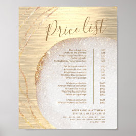 Poster Menu de Lista de Preços de Salão do Dourado Cabelo