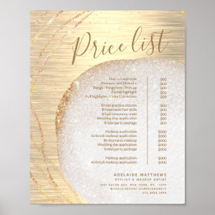 Poster Menu de Lista de Preços de Salão do Dourado Cabelo