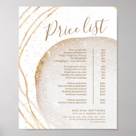 Poster Menu de Lista de Preços de Salão do Dourado Cabelo