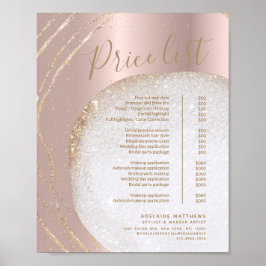 Poster Menu de Lista de Preços de Salão do Estílista de G