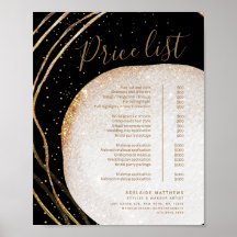 Menu de Lista de Preços de Salão Dourado Glitter P