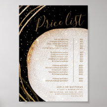 Menu de Lista de Preços de Salão Dourado Glitter P