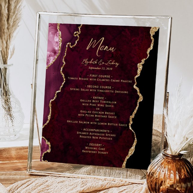 Poster Menu de Mesa de Casamento Agata Dourado da Borgonh (Criador carregado)