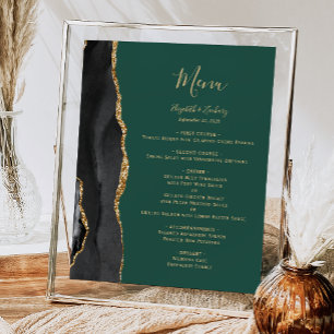 Poster Menu de Mesa Verde Dourado Elegante