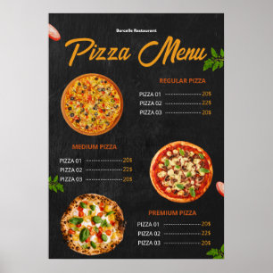 Poster Menu de Pizza Editável Pizzaria Menu de Restaurant