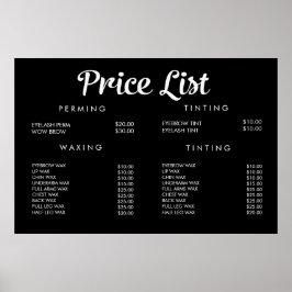 Póster Menu de Preço de Serviço Cartaz Impresso Personali