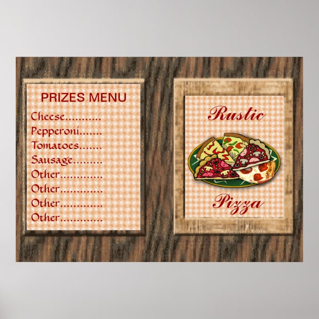 Poster Menu de Preços de Pizza (Frente)