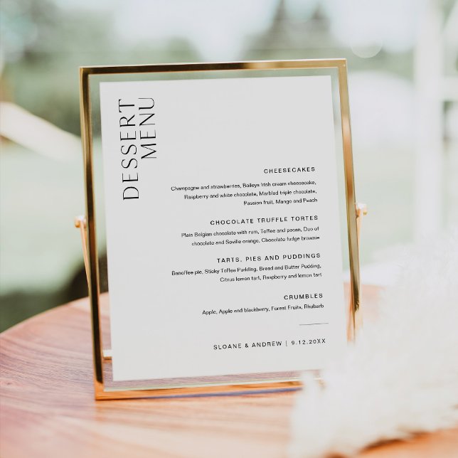 Poster Menu de Sobremesa de Casamento Moderno Minimalista (Criador carregado)