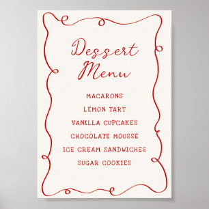 Poster Menu de Sobremesas com Moldura Vermelha Desenhada