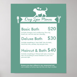 Póster Menu de Spa para Cães - Personalizável