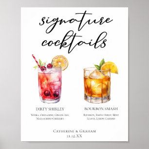 Poster Menu Dirty Shirley Bourbon Smash Signature Drinks