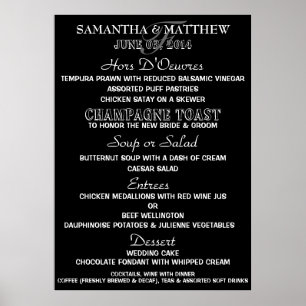 Póster Menu DIY - festa em preto e branco