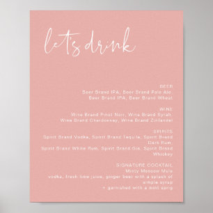 Poster Menu do Bar LEAH Vibrant Pastel Rosa Vamos Beber