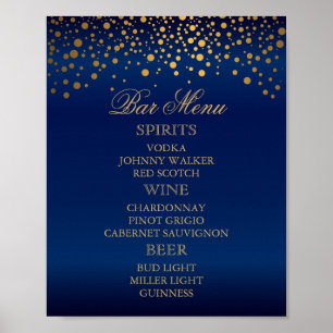 Poster Menu do bar - pontos Dourados dos confetes em