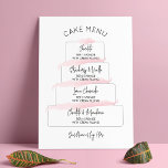 Poster Menu do Palito de Bolo de Script Rosa Esbranquiçad<br><div class="desc">Menu de sabor de bolo diferenciado feminino com gráfico de bolo de 4 camadas e espaço para nomes de sabor personalizados para cada camada. Este sinal de bolo estético cor-de-rosa-claro é perfeito para criar cardápio de bolo personalizado para o seu bar de bolo, recepção de casamento ou boutique de bolo....</div>
