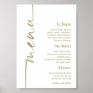 Poster Menu Dourado de Champanhe de Casamento da Caligraf
