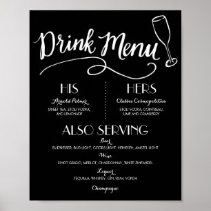 Póster Menu Drink de Assinatura Decoração de Casamento