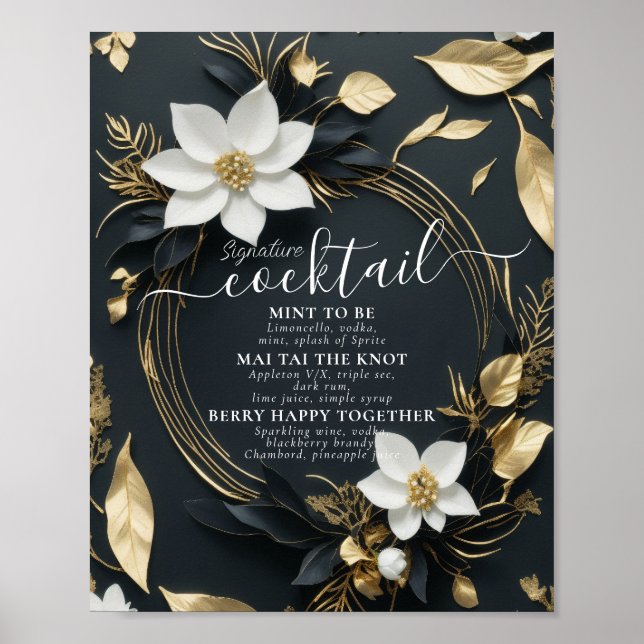 Poster Menu Drinks da Assinatura Wreath Wedding (Frente)