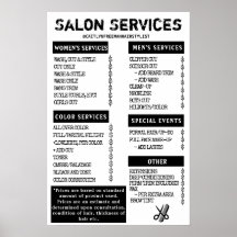 Menu Grunge Salon