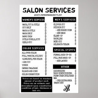 Poster Menu Grunge Salon