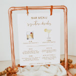 Poster Menu INDIE Bohemian Cocktail Signature Drink Bar<br><div class="desc">Esta placa de bar e bebida de assinatura apresenta uma fonte laranja queimada manuscrita e design minimalista moderna. Os gráficos de aquarela são feitos à mão e 15 bebidas populares são incluídas nesta lista. Clique no botão 'editar usando a ferramenta design' na seção de personalização para ver as bebidas incluídas....</div>