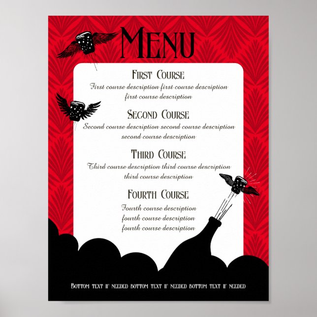 Poster menu janto de catering do chef de comida (Frente)