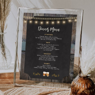 Poster Menu Janto Rustic Cheers Whiskey Themed 8x10