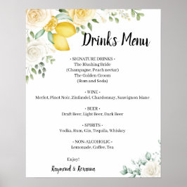 Poster Menu Limões e Rosas - Sinal de Casamento