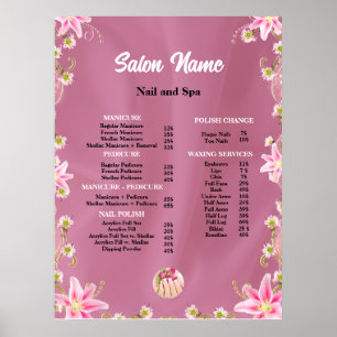 Poster Menu Lista de Preços de Salão de Linhagens