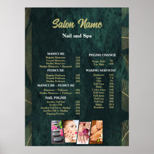 Poster Menu Lista de Preços do Salão de Unhas Verdes