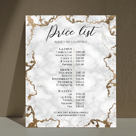 Poster Menu Marble & Dourado Elegante Salon ou Spa Pricin