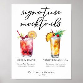 Poster Menu Mocktails Shirley Temple Piña Colada