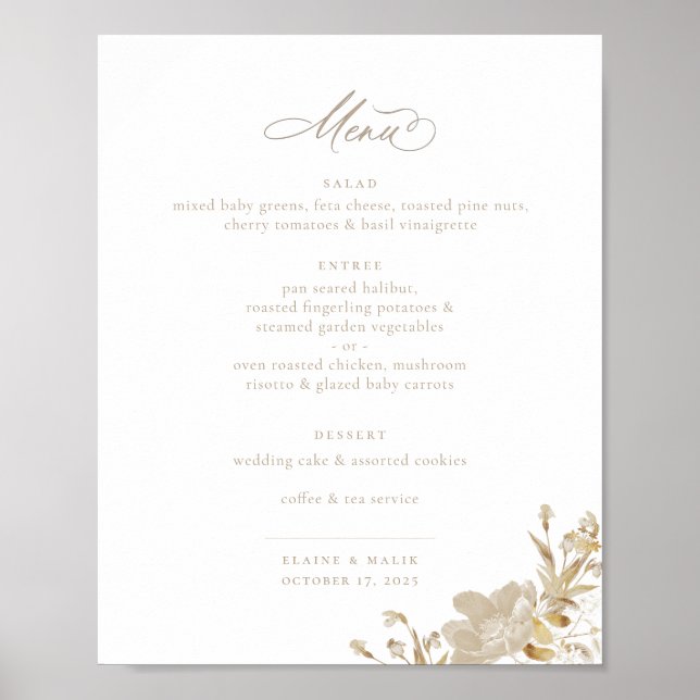 Poster Menu Opulent Gilded Garden Wedding Wedding (Frente)