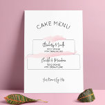 Poster Menu Palavras de Bolo Aquarela Rosa Feminina<br><div class="desc">Aroma de bolo feminino poster com gráfico de bolo de casamento de 2 níveis e espaço para nomes de sabor personalizados para cada camada. Este símbolo de bolo cor-de-água rosa-pincelada de duas camadas é perfeito para criar cardápio de bolo personalizado para o seu bar de bolo, recepção de casamento ou...</div>