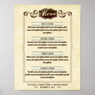 Poster Menu personalizado de Natal com flocos de neve de