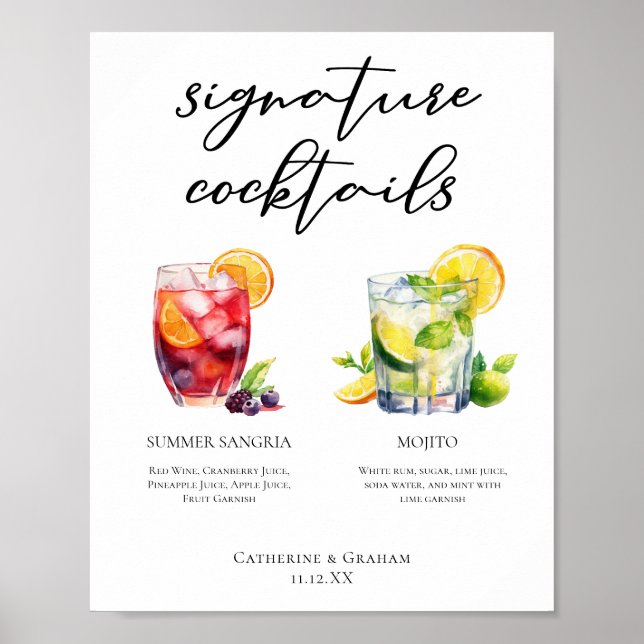 Poster Menu Personalizado Sangria Mojito Signature Cockta (Frente)
