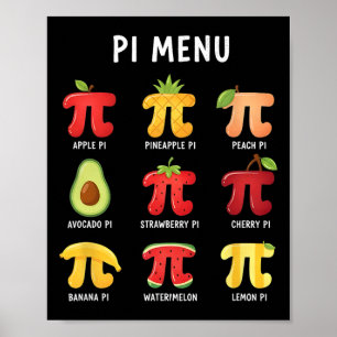 Poster Menu Pi 3,14 Símbolo de Número Pi Professor de Mat