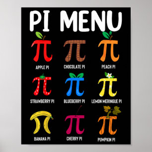 Poster Menu Pi 3.14 Símbolo Pi - Professor de Matemática 