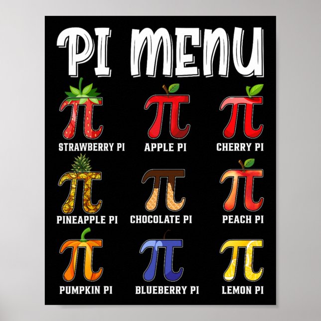 Poster Menu Pi Pi Engraçado 3.14 Professor de Matemática  (Frente)