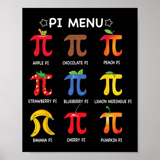 Poster Menu Pi Professor de Matemática Pi Day Engraçado P (Frente)
